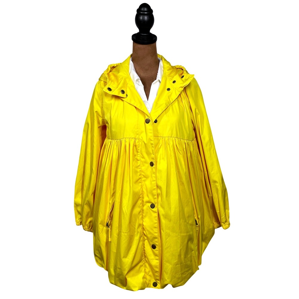 ⁠Ralph Lauren Girls XL/16 Yellow Hooded Bubble Hem Jacket Snap Front Coat *READ
